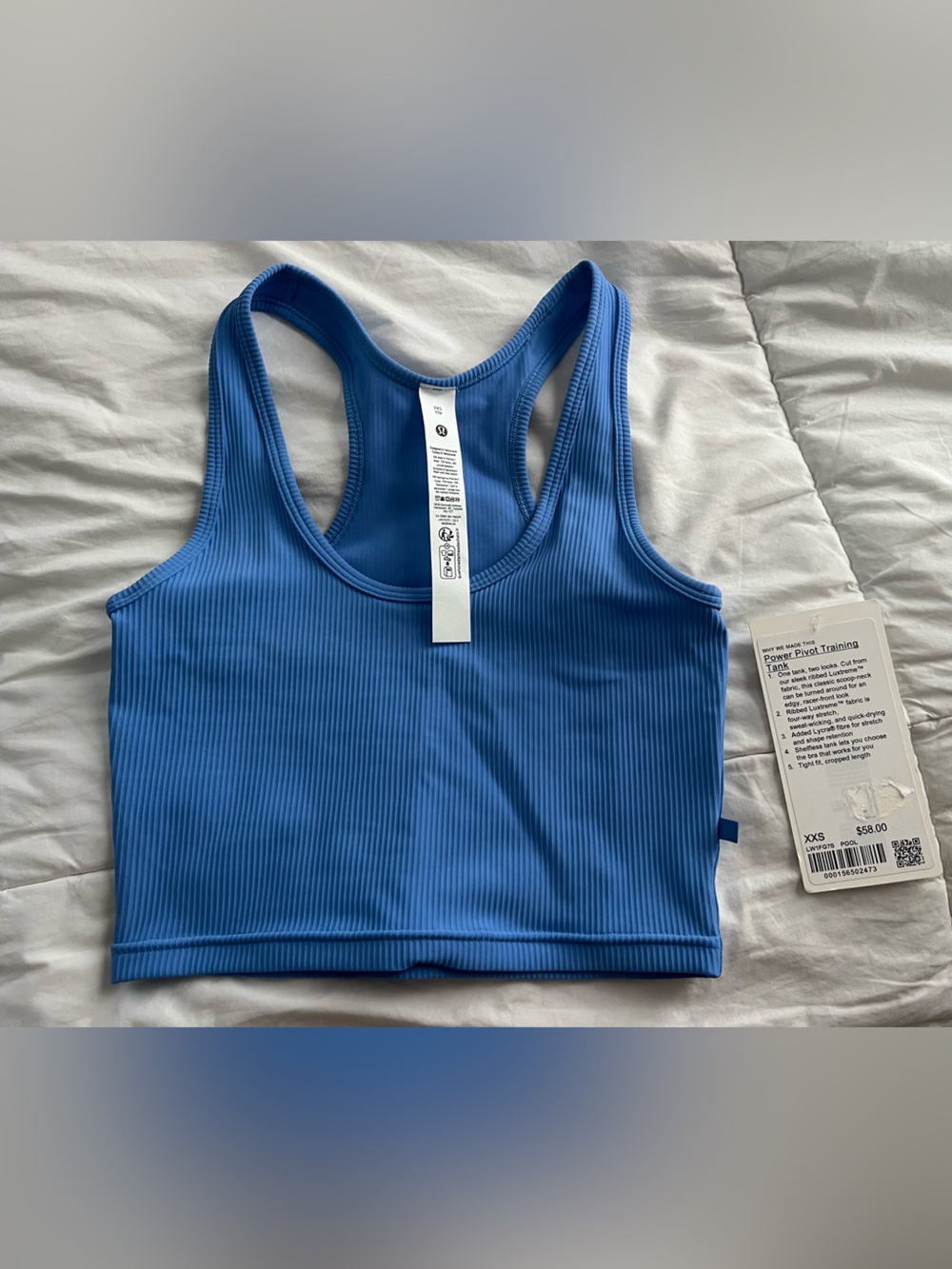 lululemon athletica Ribbed Racerback Crop Tank - Pool Blue